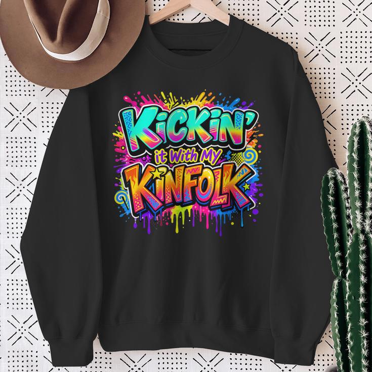 Kickin' It With My Kinfolk Family Reunion Sweatshirt Gifts for Old Women