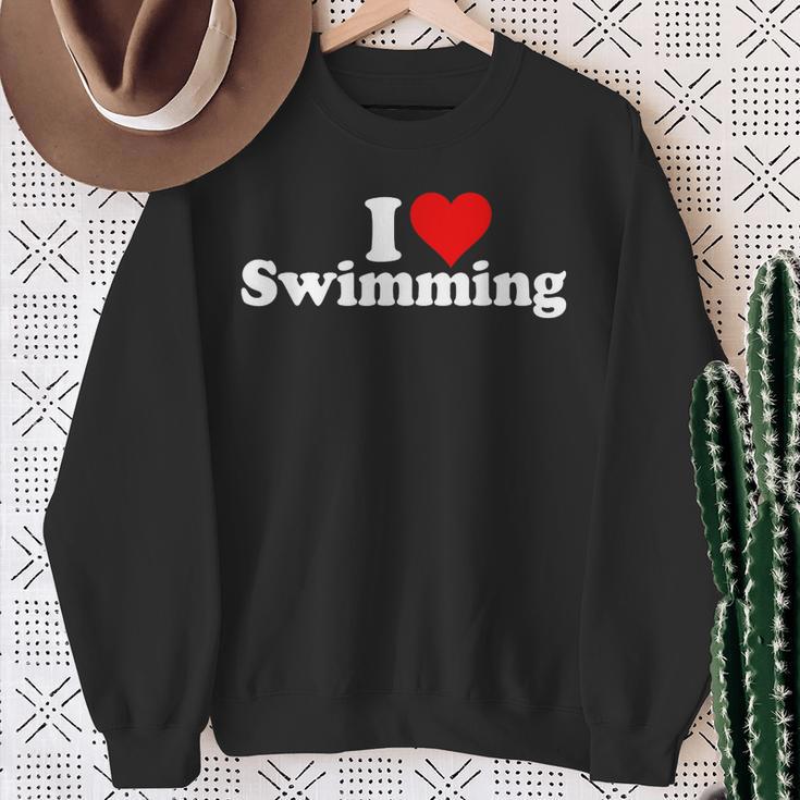 I LOVE HEART SWIMMING Sweatshirt Gifts for Old Women
