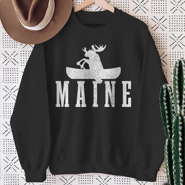 Maine Canoe Kayak Moose USA America Souvenir Sweatshirt Gifts for Old Women