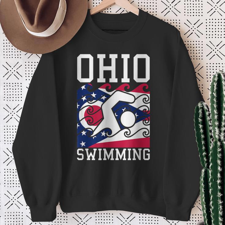 Ohio Flag Swimming Team Swim Swimmer US State Sweatshirt Gifts for Old Women