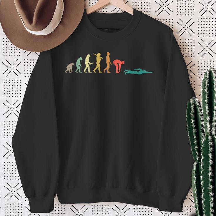 Retro Swimming Evolution For Swimmers Small Sweatshirt Gifts for Old Women