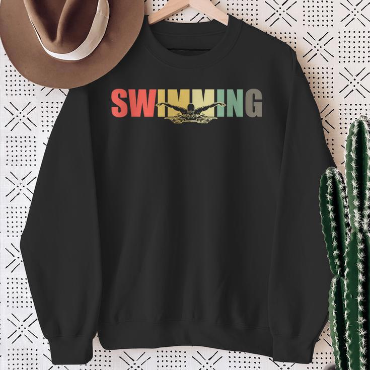 Retro Swimming Vintage Swimming Swimmer Sweatshirt Gifts for Old Women