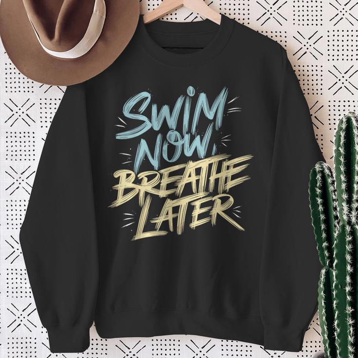 Swimmer Saying Swim Team Swimming Sweatshirt Gifts for Old Women