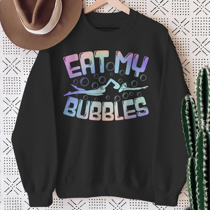 Swimming Eat My Bubbles Swim Watercolour Sweatshirt Gifts for Old Women Swimming Eat My Bubbles Swim Watercolour Sweatshirt Gifts for Old Women