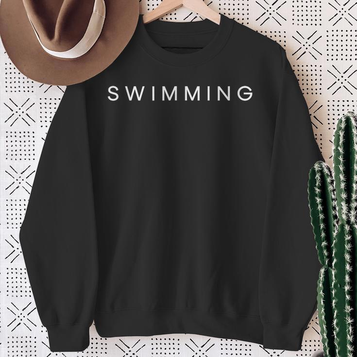 Swimming Minimalist Text Swimmer Coach Sweatshirt Gifts for Old Women