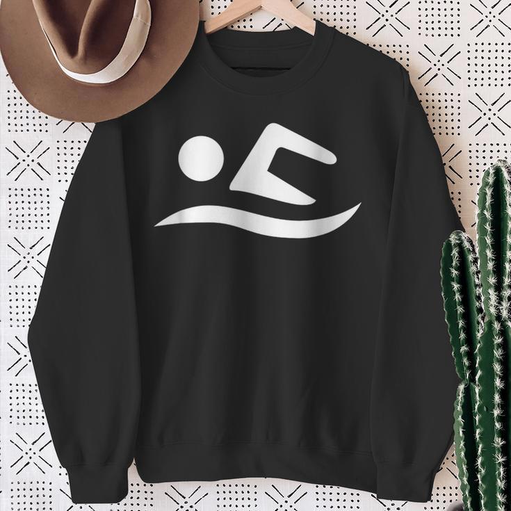 Swimming Silhouette Logo Sweatshirt Gifts for Old Women Swimming Silhouette Logo Sweatshirt Gifts for Old Women