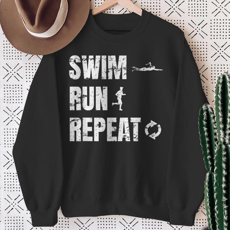 Swimrun Endurance Sports Swimming Running Swim Run Sweatshirt Gifts for Old Women