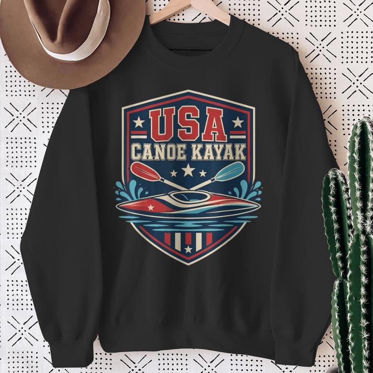 USA Canoe Kayak Paddling American Flag Emblem Sweatshirt Gifts for Old Women USA Canoe Kayak Paddling American Flag Emblem Sweatshirt Gifts for Old Women