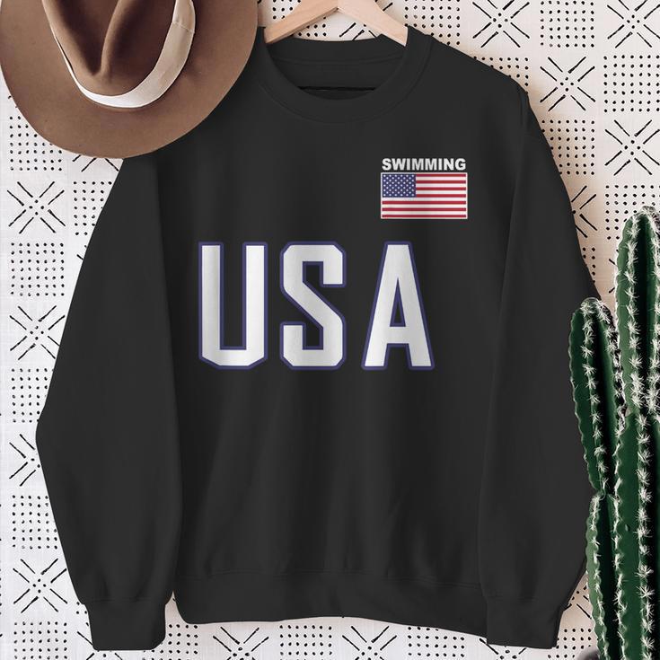 USA Flag Swim Swimming Sport Practice Equipment Men Women Sweatshirt Gifts for Old Women USA Flag Swim Swimming Sport Practice Equipment Men Women Sweatshirt Gifts for Old Women