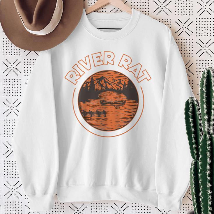 Canoe Canoeing Retro River Rat Raglan Baseball Tee Sweatshirt Gifts for Old Women