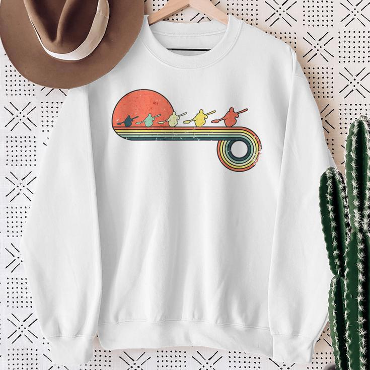 Canoe Retro Vintage Sunset Rainbow Raglan Baseball Tee Sweatshirt Gifts for Old Women