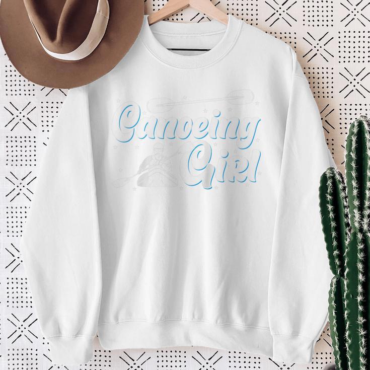 Canoeing Girl Raglan Baseball Tee Sweatshirt Gifts for Old Women