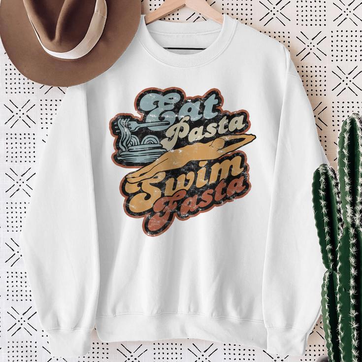 Eat Pasta Swim Fasta Swimmer Vintage Swimming Sweatshirt Gifts for Old Women