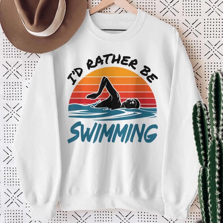 I'd Rather Be Swimming Retro Swim Swimmer Sweatshirt Gifts for Old Women I'd Rather Be Swimming Retro Swim Swimmer Sweatshirt Gifts for Old Women