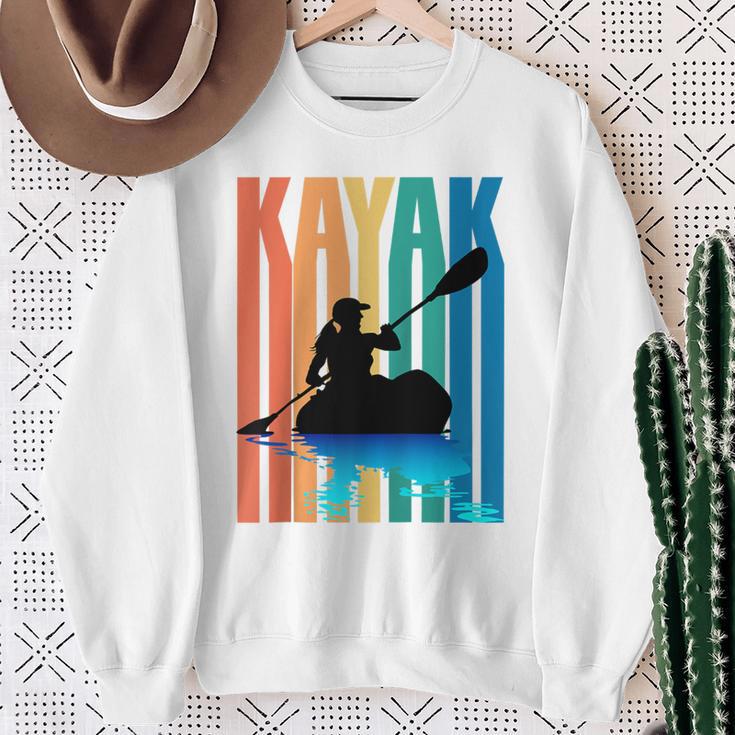 Kayaking Kayak Retro Art Canoe Raglan Baseball Tee Sweatshirt Gifts for Old Women