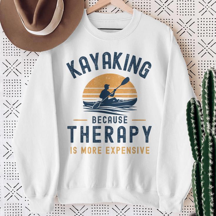Kayaking Therapy Kayaker Canoe Paddle Lake River Sweatshirt Gifts for Old Women