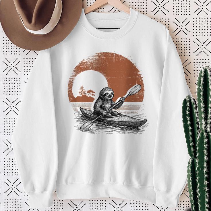 Kayaking Sloth Kayak Kayaker Canoe Paddling Sweatshirt Gifts for Old Women