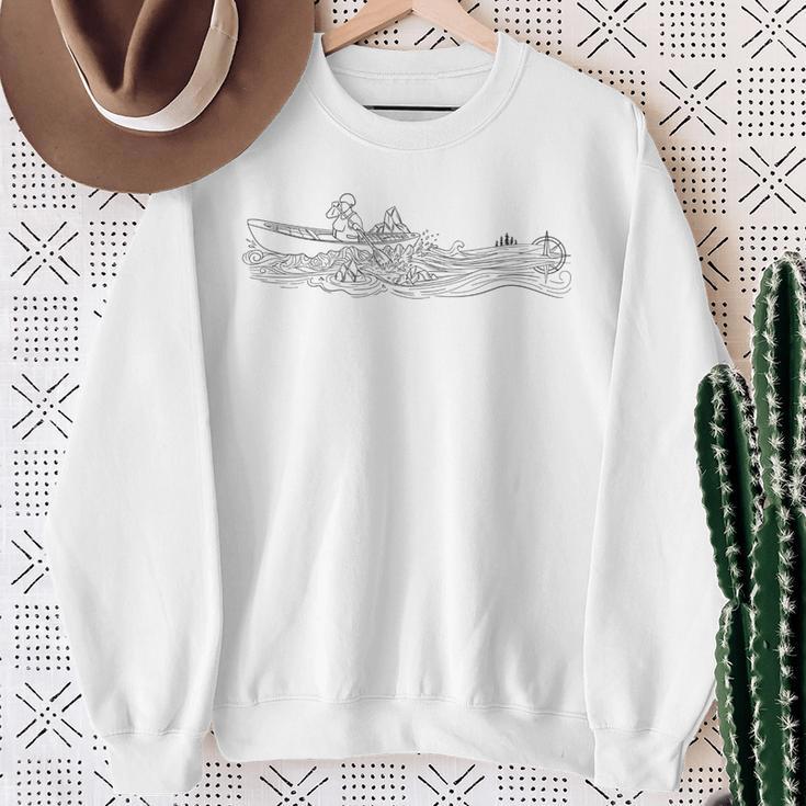 Minimalist Canoeing Water River Canoe Sweatshirt Gifts for Old Women