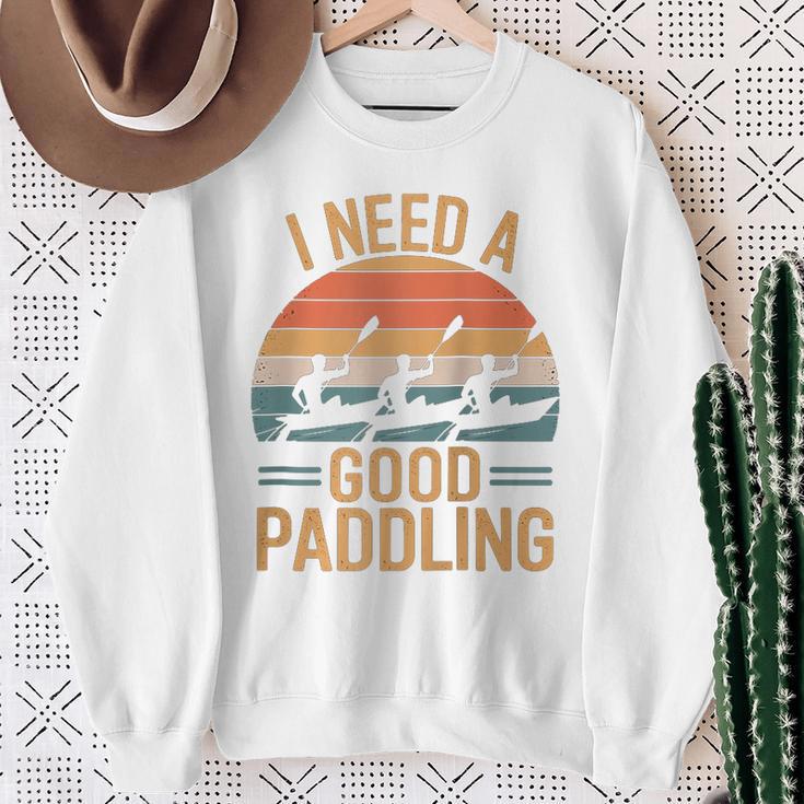 I Need A Good Paddling Retro Sunset Canoe Raglan Baseball Tee Sweatshirt Gifts for Old Women