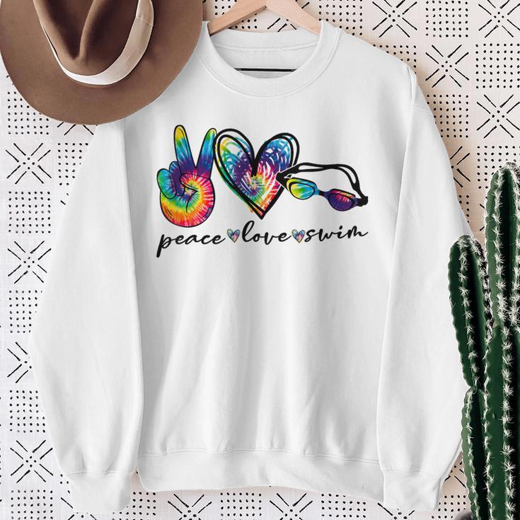 Peace Love Swim Tie Dye Swimmer Swimming Summer Trip Sweatshirt Gifts for Old Women Peace Love Swim Tie Dye Swimmer Swimming Summer Trip Sweatshirt Gifts for Old Women