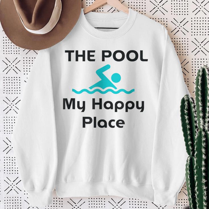 The Pool Is My Happy Place Swimming Quote Sweatshirt Gifts for Old Women The Pool Is My Happy Place Swimming Quote Sweatshirt Gifts for Old Women