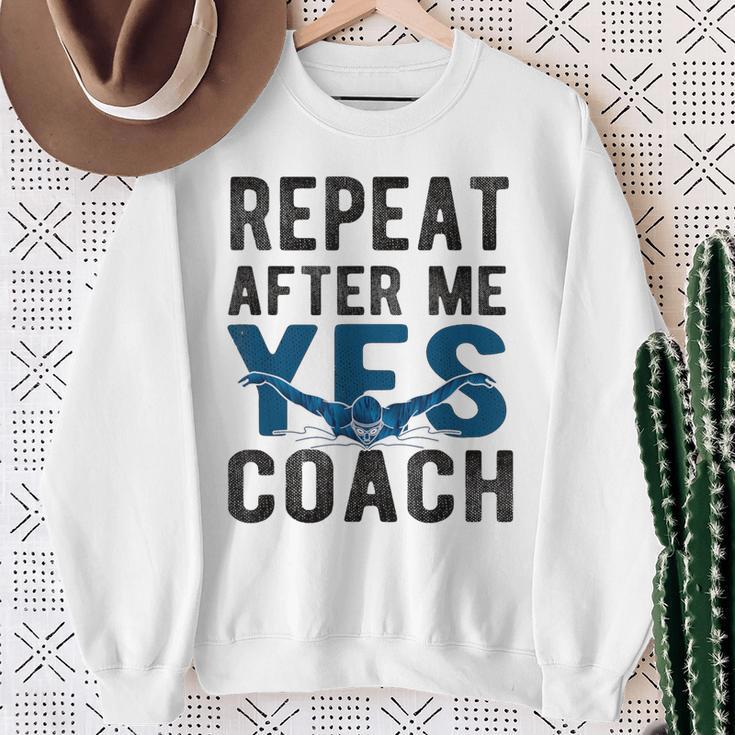 Repeat Yes Swim Coach Swimming Coach Sweatshirt Gifts for Old Women Repeat Yes Swim Coach Swimming Coach Sweatshirt Gifts for Old Women