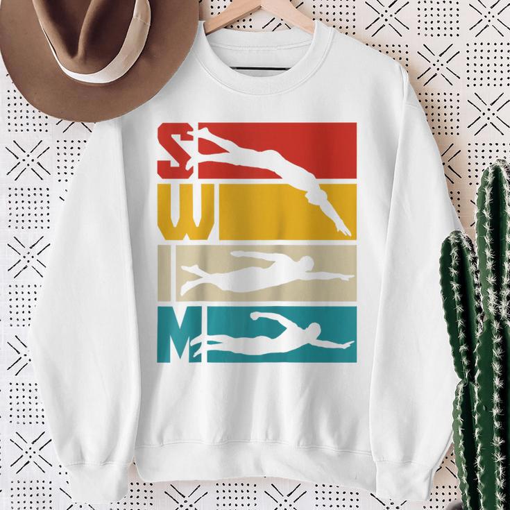 Swim Swimming Vintage Retro Swimmer Raglan Baseball Tee Sweatshirt Gifts for Old Women Swim Swimming Vintage Retro Swimmer Raglan Baseball Tee Sweatshirt Gifts for Old Women