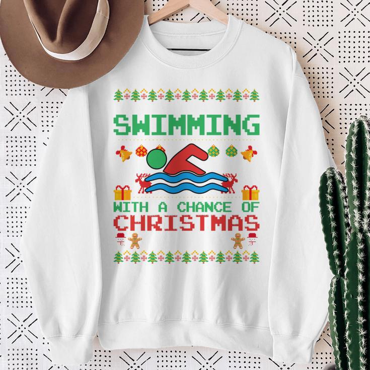 Swimming Christmas Party Swim Swimmer Christmas Ugly Style Sweatshirt Gifts for Old Women Swimming Christmas Party Swim Swimmer Christmas Ugly Style Sweatshirt Gifts for Old Women