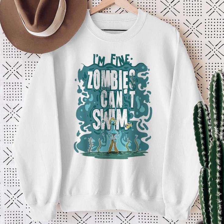 Swimming Quote Zombies Can't Swim For Swimmer Sweatshirt Gifts for Old Women Swimming Quote Zombies Can't Swim For Swimmer Sweatshirt Gifts for Old Women