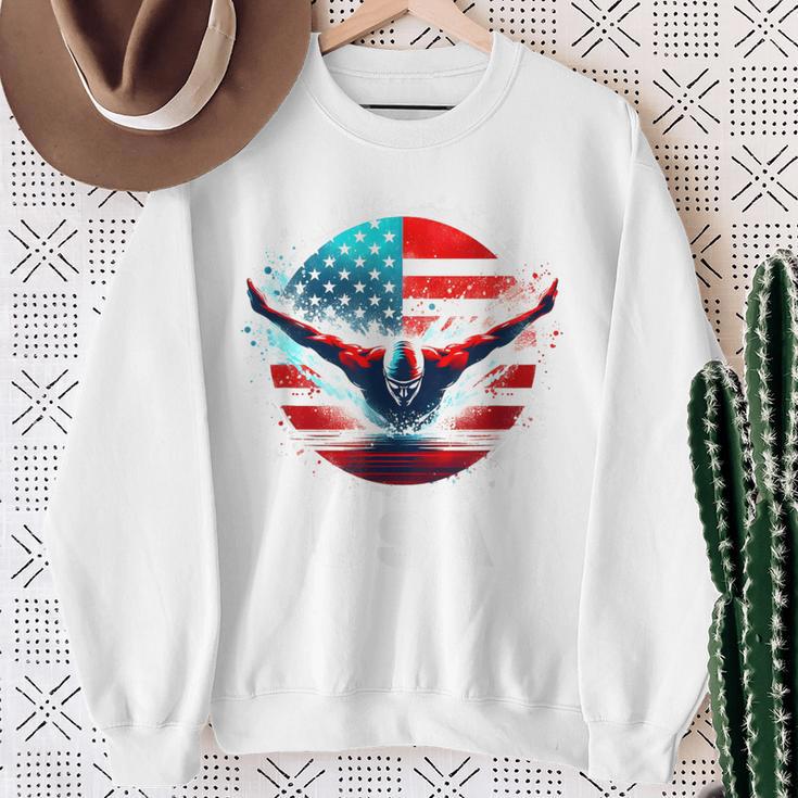 Swimming United States Shirt With American Flag Swimming Sweatshirt Gifts for Old Women Swimming United States Shirt With American Flag Swimming Sweatshirt Gifts for Old Women