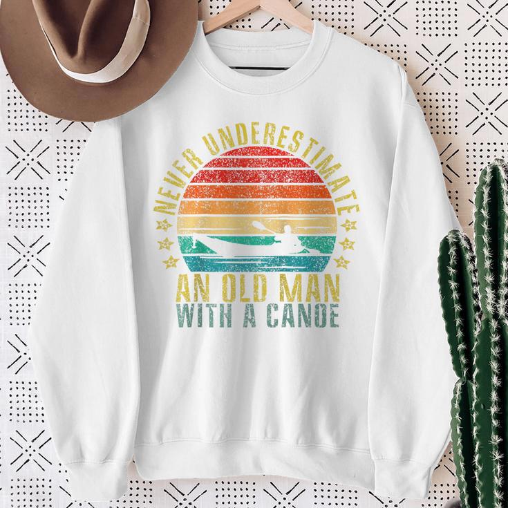 Never Underestimate An Old Man With a Canoe Retro Raglan Baseball Tee Sweatshirt Gifts for Old Women
