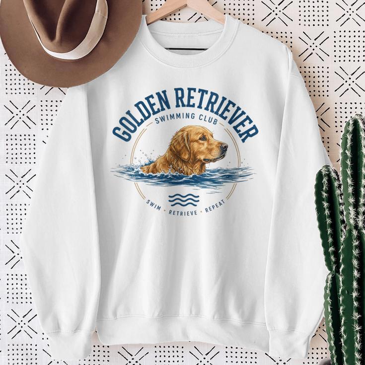 Women's Golden Retriever Swimming Sweatshirt Gifts for Old Women Women's Golden Retriever Swimming Sweatshirt Gifts for Old Women