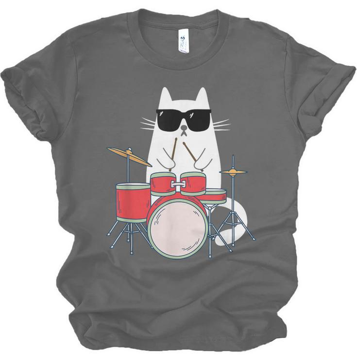 Cat Wearing Sunglasses Playing Drums Drum Kit Musician Unisex Jersey T-Shirt, trending gift Cat Wearing Sunglasses Playing Drums Drum Kit Musician Unisex Jersey T-Shirt, trending gift