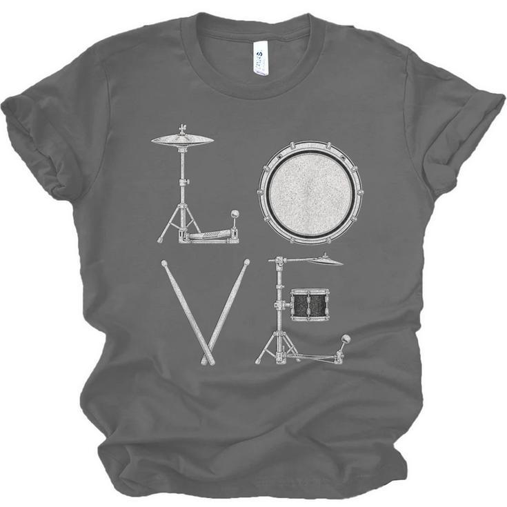 Drum Kit Love Illustration For Music Enthusiasts Unisex Jersey T-Shirt, trending gift