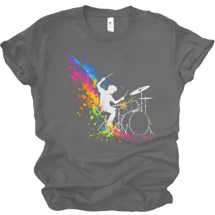 Drummer Silhouette Drum Kit Splatter Art Unisex Jersey T-Shirt, trending gift Drummer Silhouette Drum Kit Splatter Art Unisex Jersey T-Shirt, trending gift