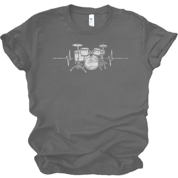 ECG Heartbeat Music Lovers Drumsticks Drum Kit Unisex Jersey T-Shirt, trending gift ECG Heartbeat Music Lovers Drumsticks Drum Kit Unisex Jersey T-Shirt, trending gift