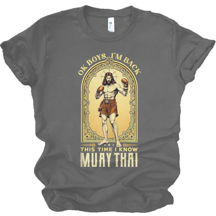Jesus Knows Muay Thai Boxing Kickboxing MMA Unisex Jersey T-Shirt, trending gift