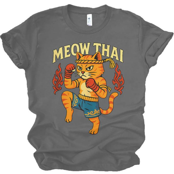 Meow Thai Muay Thai Cat Fighter Pun Dad Joke Unisex Jersey T-Shirt, trending gift