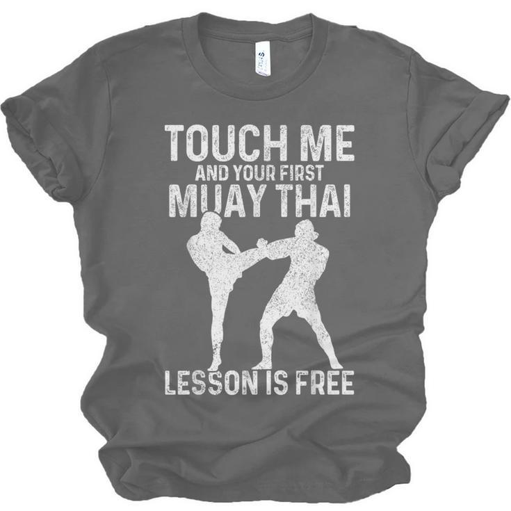 Muay Thai Boxing Kickboxing Your First Lesson Is Free Unisex Jersey T-Shirt, trending gift