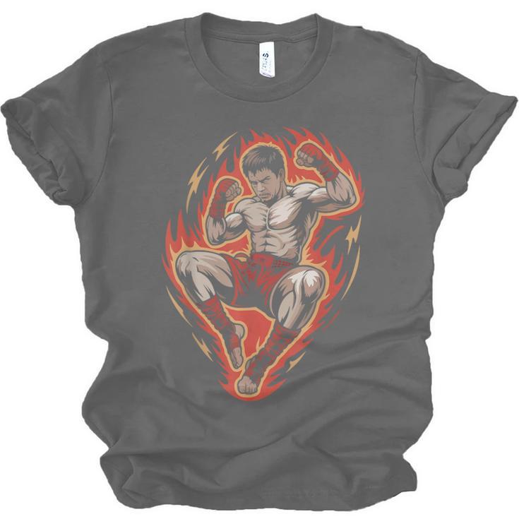 Muay Thai Fighter Teep Push Kick Minimal Line Art Clean Unisex Jersey T-Shirt, trending gift