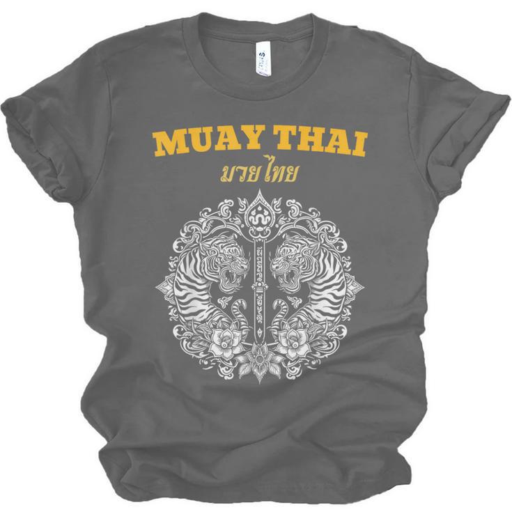 Sak Yant Muay Thai Art Tattoo Twin Tiger Kickboxing Thailand Unisex Jersey T-Shirt, trending gift