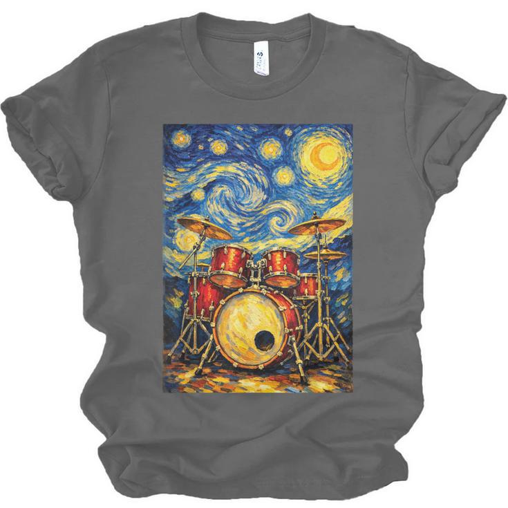 Starry Night Drum Kit Van Gogh Style Art Unisex Jersey T-Shirt, trending gift Starry Night Drum Kit Van Gogh Style Art Unisex Jersey T-Shirt, trending gift