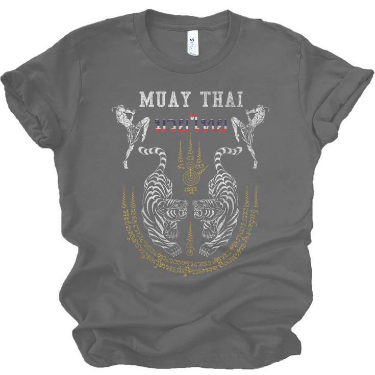 Twin Tiger Sak Yant Muay Thai Fighter Tee Martial Art Unisex Jersey T-Shirt, trending gift
