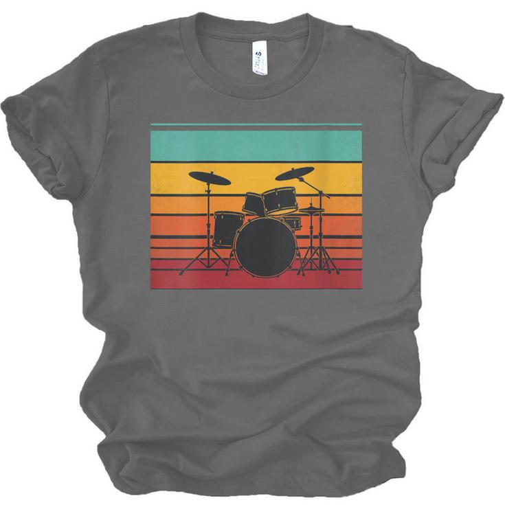 Women's Retro Drum Kit Silhouette With Color Stripes Unisex Jersey T-Shirt, trending gift Women's Retro Drum Kit Silhouette With Color Stripes Unisex Jersey T-Shirt, trending gift