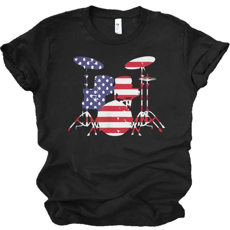 American Flag Drum Kit Patriotic US Drum Art Unisex Jersey T-Shirt