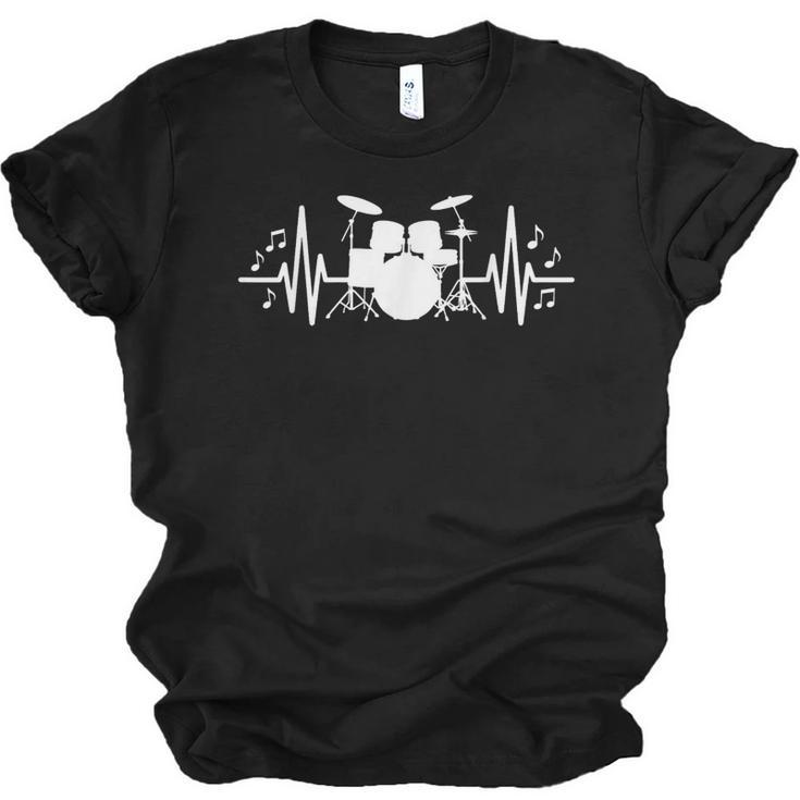 Drum Kit Heartbeat Drummer Music Lover EKG Pulse Set Note Unisex Jersey T-Shirt