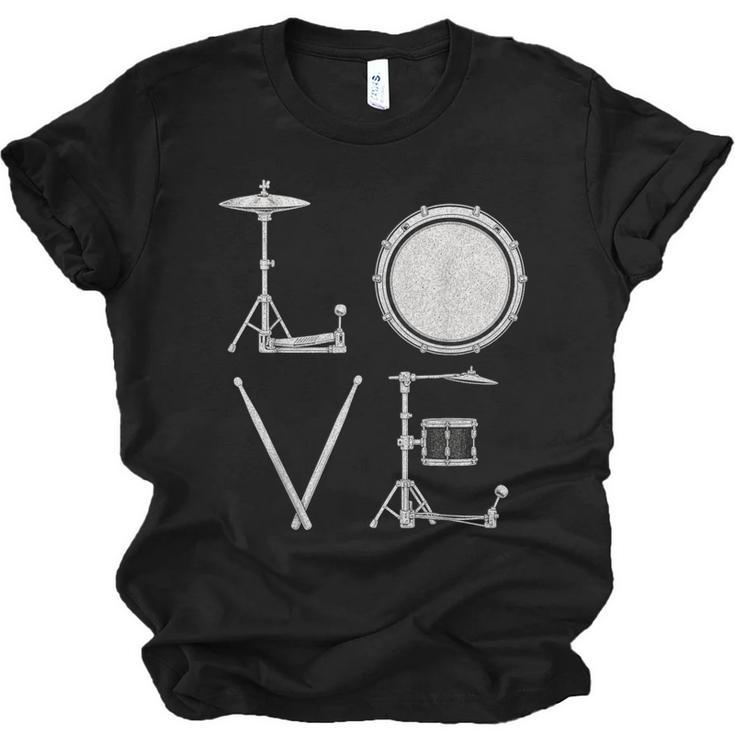 Drum Kit Love Illustration For Music Enthusiasts Unisex Jersey T-Shirt