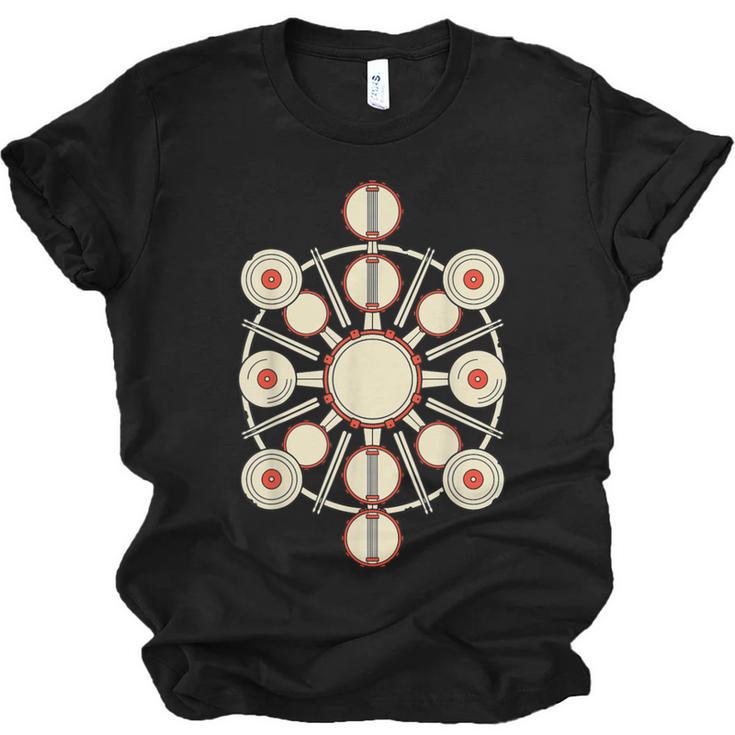 Drummer Drum Kit Mandala Percussionist Music Lover Unisex Jersey T-Shirt