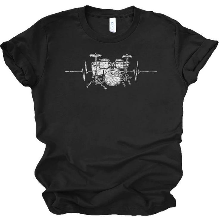 ECG Heartbeat Music Lovers Drumsticks Drum Kit Unisex Jersey T-Shirt