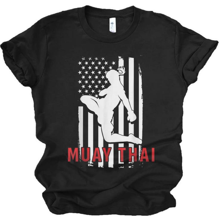 Muay Thai American Flag Fighter Patriotic Unisex Jersey T-Shirt